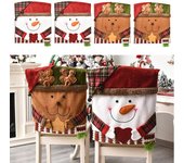 4 piezas fundas para sillas de navidad muñeco de nieve reno funda trasera de silla de navidad para decoración navideña, 54 x 48 cm