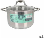 Olla con tapa de cristal quttin caesar acero ø 24 x 15,5 cm (4 unidades)