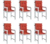 Cojines silla respaldo bajo 6 ud tela rojo melange 100x50x4 cm v1260 100 x 50 x 4 cm / rojo