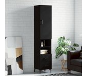 Aparador alto | aparador de comedor | armario de cocina de madera contrachapada negro 34,5x34x180 cm cfw22809