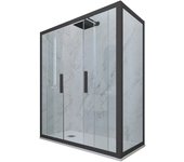 Mampara de ducha 3 lados deslizante 70x160 cm de pvc antracita h 200 vidrio transparente mod. glam duo