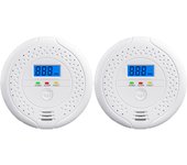 2 detectores de monóxido de carbono, alarma, pantalla lcd, inalámbricos, blancos (inglés - sin batería) 10,5 x 10,5 x 3,3 cm