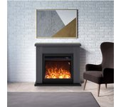 Fuego paolo gris 1500w chimenea de pared con mando a distancia y quemador 1500w gris oscuro. chimenea eléctrica gris completa.