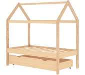 Cama individual | cama para adultos | estructura de cama infantil con cajón madera de pino 70x140 cm cfw421309