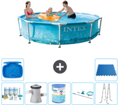 Paquete de piscina - intex - alrededor - 305x305x76 cm + accesorios a1323