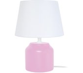 Lámpara de noche tosel mary b tela cilindro rosa d16 x h24 cm
