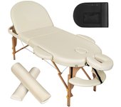 Tectake camilla para masajes de 3 zonas ovalada con acolchado 5 cm, rodillos y estructura de madera