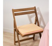 Cojín para asiento acolchado modelo maglia raya rosa y yema 40x40x5 cm
