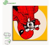 Spider - man toma foto - impresión sobre lienzo montado sobre marco de madera 100x100 cm