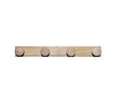 Well home mobiliario & decoración colgador 4 pomos en madera, acabado sin barniz, 48x9x6 cm