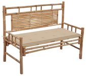 Banco de jardín con cojín bambú 120 cm