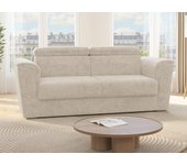 Sofá cama de 3 plazas de apertura rápida de tela beige - cama de 140 cm - colchón de 18 cm rizora