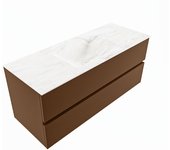 Mondiaz vica dlux 120cm mueble de baño color rust con 2 cajones. con lavabo cloud centro 1 orificio color ostra
