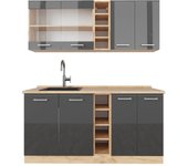 Vicco cocina versátil r-line, antracita brillo intenso/roble dorado eléctrico, 160 cm , et roble
