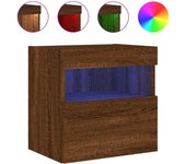 Mueble de tv de pared con iluminación led, roble marrón, 40x30x40 cm