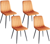 Beliani conjunto de 4 sillas de comedor kalispell terciopelo naranja