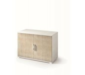 Mueble multiusos darc, mueble lineal con 2 puertas batientes y estante, mueble de entrada, 90x45h66 cm, roble y blanco