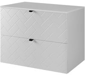 Mueble de baño, blanco mate, 80 x 57 x 46 cm, tiradores negros