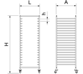 Fricosmos-carro bandejero multinorma 20 niveles 666x661x1888 mm.