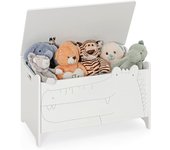 Caja de juguetes para niños con diseño de cocodrilo, con bisagras de seguridad y ranuras de seguridad, organizador de juguetes con asa y tapa