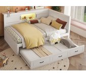 Cama nido 140x200cm con led y enchufes - con cama nido 90x190cm - blanco
