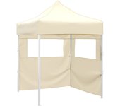 Tienda de fiesta | carpa plegable profesional con 2 paredes acero color crema 2x2m cfw63808
