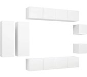 Conjunto mueble tv 8 piezas aglomerado blanco