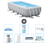 Paquete de piscina - intex - rectángulo - 400x200x100 cm + accesorios a2465