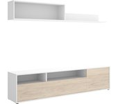 Mueble compacto tv bay blanco/natural 44x180x35 cm | mueble tv compacto