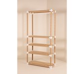 Armario perchero estantería decorativa de almacenaje ecorack de cartón en kit. l100xp40xh197cm con 5 estantes regulables y max de 50kg por estante