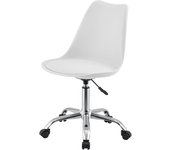 Silla giratoria de oficina - 83 - 93 x 48 x 55 cm tapizado - silla gamer - 5 ruedas - blanco [en.casa]