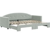 Sofá cama nido terciopelo gris claro 80x200 cm