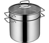 Wmf 724919990 pentola per pasta con inserto scolapaste, acciaio inossidabile, argento