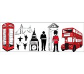 Stickers y vinilos decorativos infantiles, monumentos y símbolos ingleses, personalizado en inglés, 170 cm x 60 cm