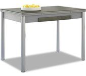 Mesa de cocina extensible 2 alas - 90x50 cm (140x50 cm) - estructura y alas color aluminio - tapa cristal color grafito