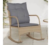 Mecedora de jardín con cojines de resina trenzada beige