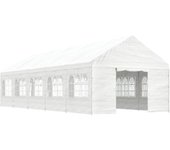 Cenador con techo polietileno blanco 11,15x4,08x3,22 m