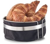 Zeller 27249 – cesta per il pane con sacco, metallo/cotone, nero, 22 x 22 x 10,8 cm