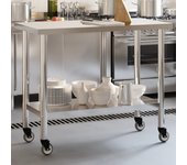 Maison exclusive - mesa de trabajo de cocina con ruedas acero inox 110x55x85 cm