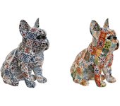 Figura decorativa home esprit multicolor perro mediterráneo 10 x 13 x 16 cm (2 unidades)