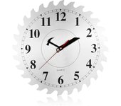 Reloj de pared de metal de 30 cm con esfera de sierra circular, serrucho y martillo, ideal para decorar el garaje.