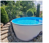 Piscina azuro redonda 3,6 x 0,9 m, pared blanca 0,3 mm, liner, filtro, recortes - skimmer + entrada, escalera