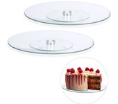 2 platos giratorios tartas para servir y decorar, vidrio, transparente, ∅ 30 cm