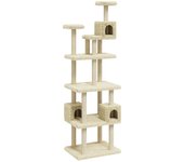 Rascador para gatos con postes de sisal crema 188 cm