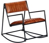 Silla mecedora | sillón balancín relax | sillón de salón de cuero auténtico marrón cfw111051