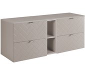 Mueble de baño, cashmere, 140 x 57 x 46 cm, tiradores plateados