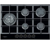 Placa de gas vitrokitchen cg73nn, 5 zonas de cocción, cristal gas natural, seguridad gas-stop, 70cm