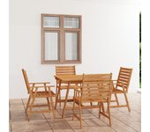 Juego de comedor para jardín 5 piezas，conjunto de comedor de exterior，conjunto de jardín madera maciza de acacia cfw418059