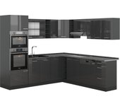 Vicco cocina esquinera r-line, antracita brillo intenso/antracita, 237 x 247 cm , et antracita
