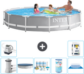 Paquete de piscina - intex - alrededor - 366x366x76 cm + accesorios a2096